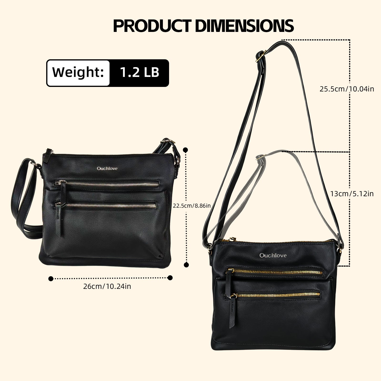Ouchlovebag Large capacity women's functional crossbody bag