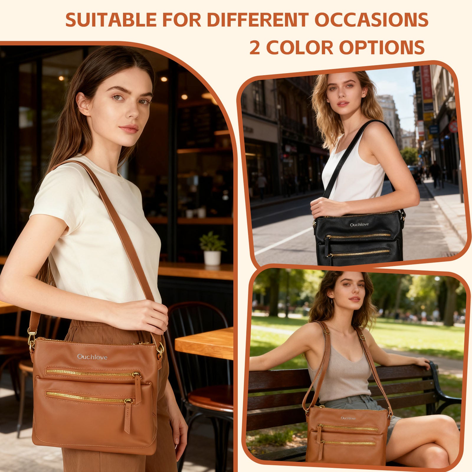 Ouchlovebag Large capacity women's functional crossbody bag