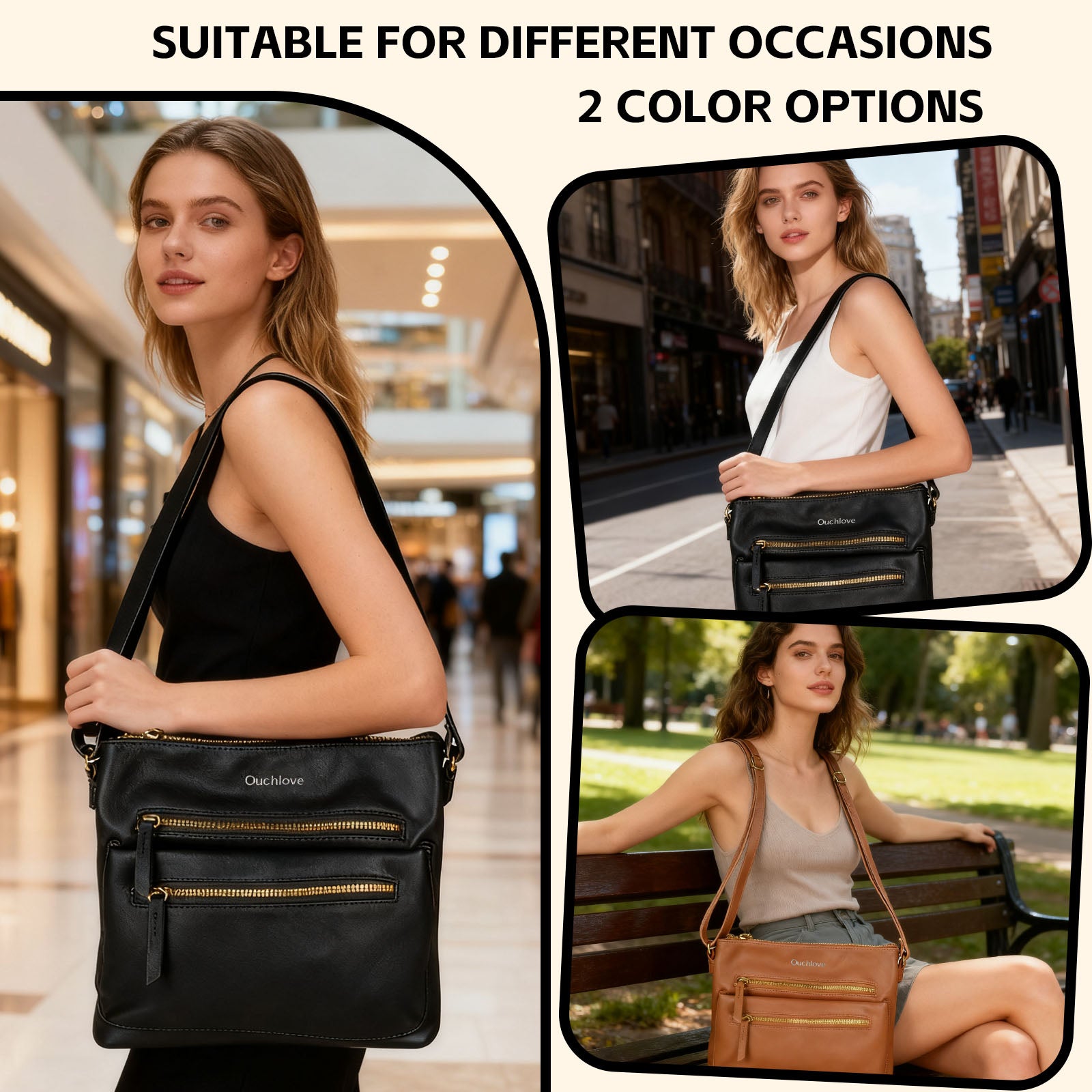 Ouchlovebag Large capacity women's functional crossbody bag