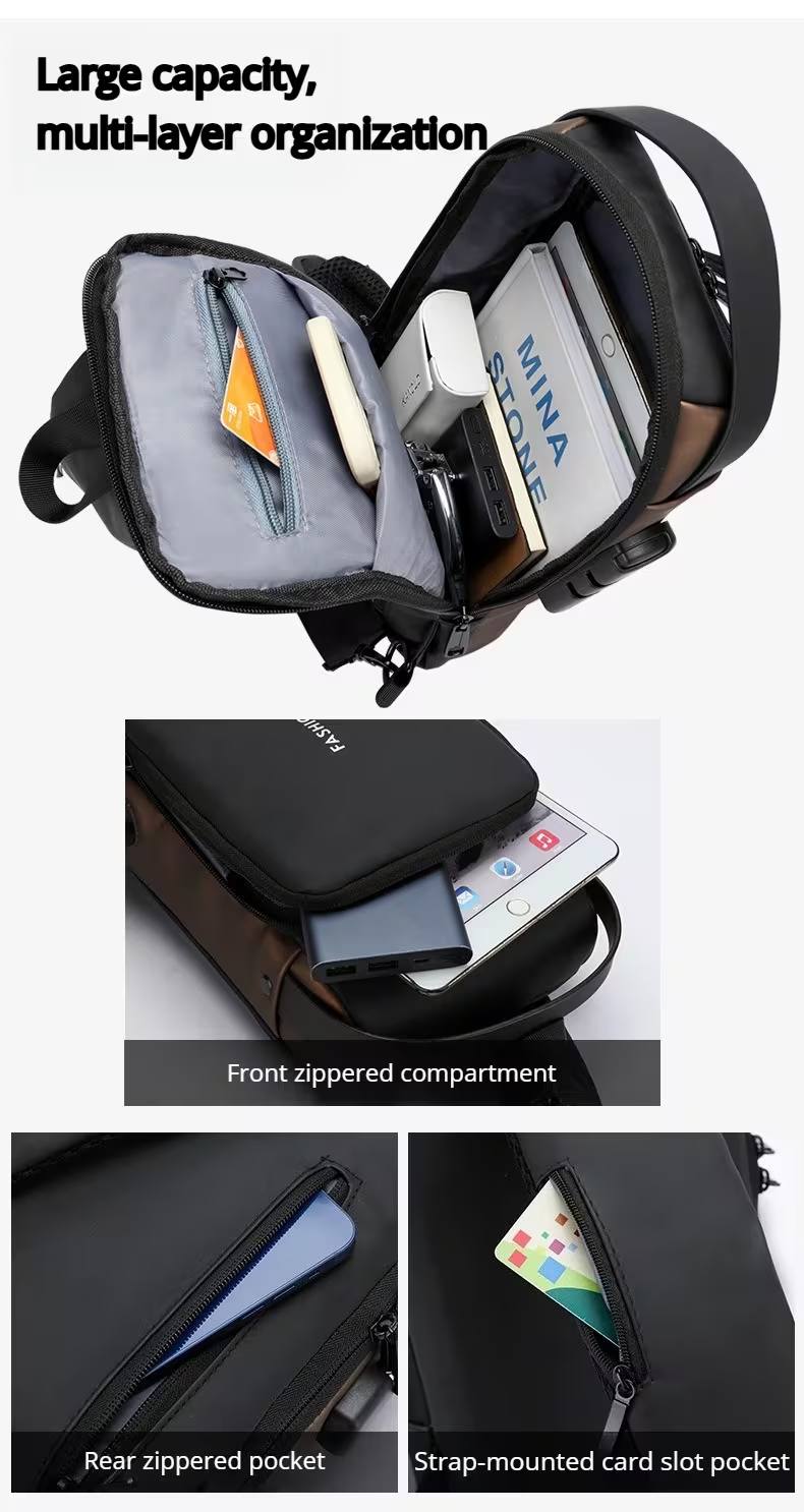 Ouchlove Anti-Theft Sling Bag with Combination Lock – High-Capacity Shoulder Bag for Business and Commuting