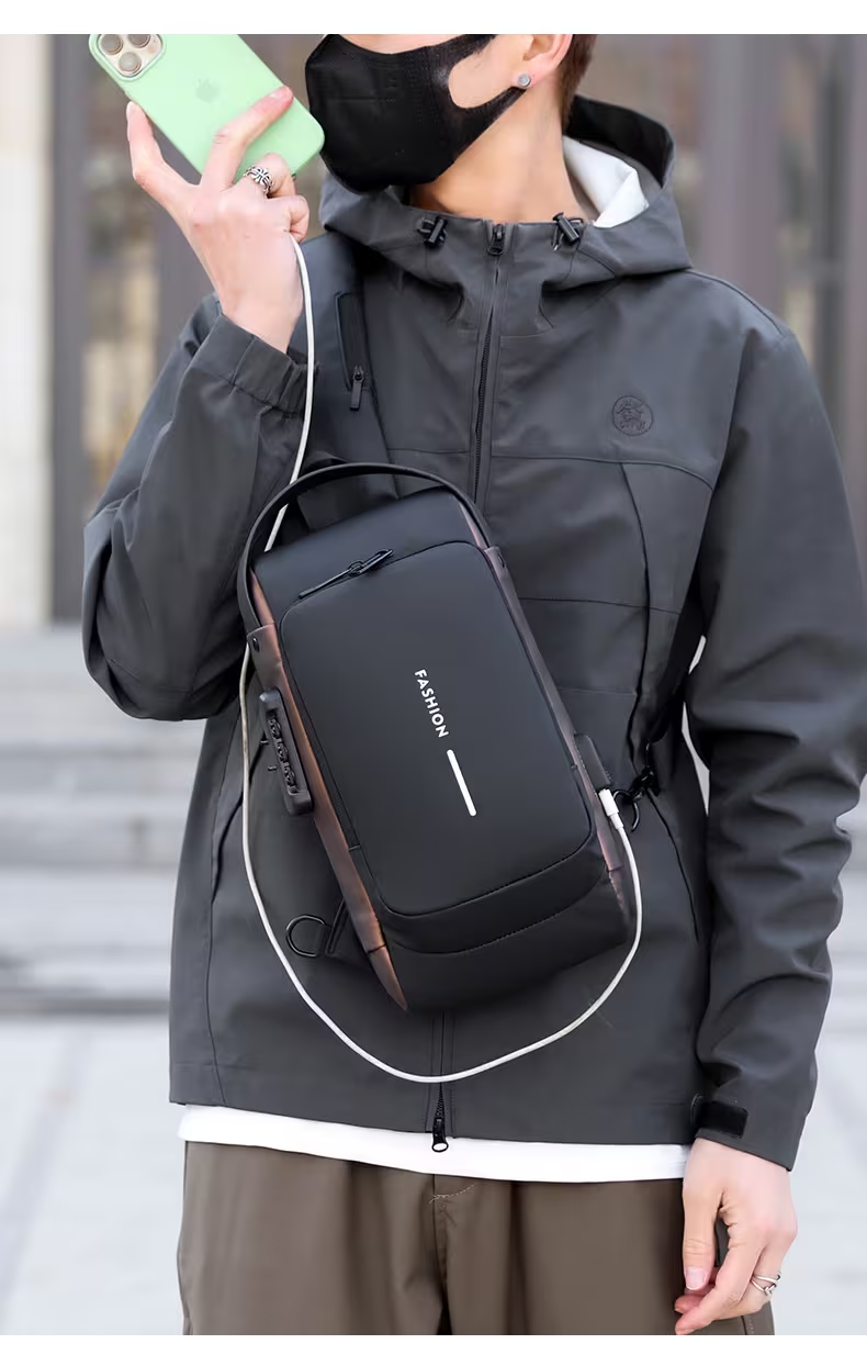 Ouchlove Anti-Theft Sling Bag with Combination Lock – High-Capacity Shoulder Bag for Business and Commuting