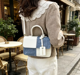 Ouchlove Women’s Color-Block Handbag, Mini Two-Tone Tote & Crossbody Bag
