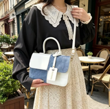Ouchlove Women’s Color-Block Handbag, Mini Two-Tone Tote & Crossbody Bag