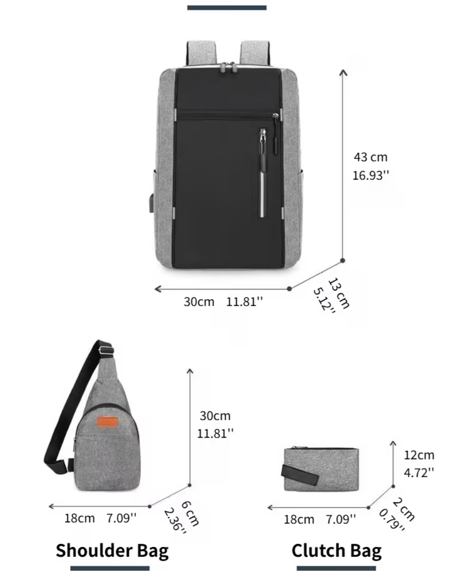 Ouchlove Men’s 3-Piece Shoulder Bag Set – Large-Capacity, Water-Resistant Laptop Shoulder Bag