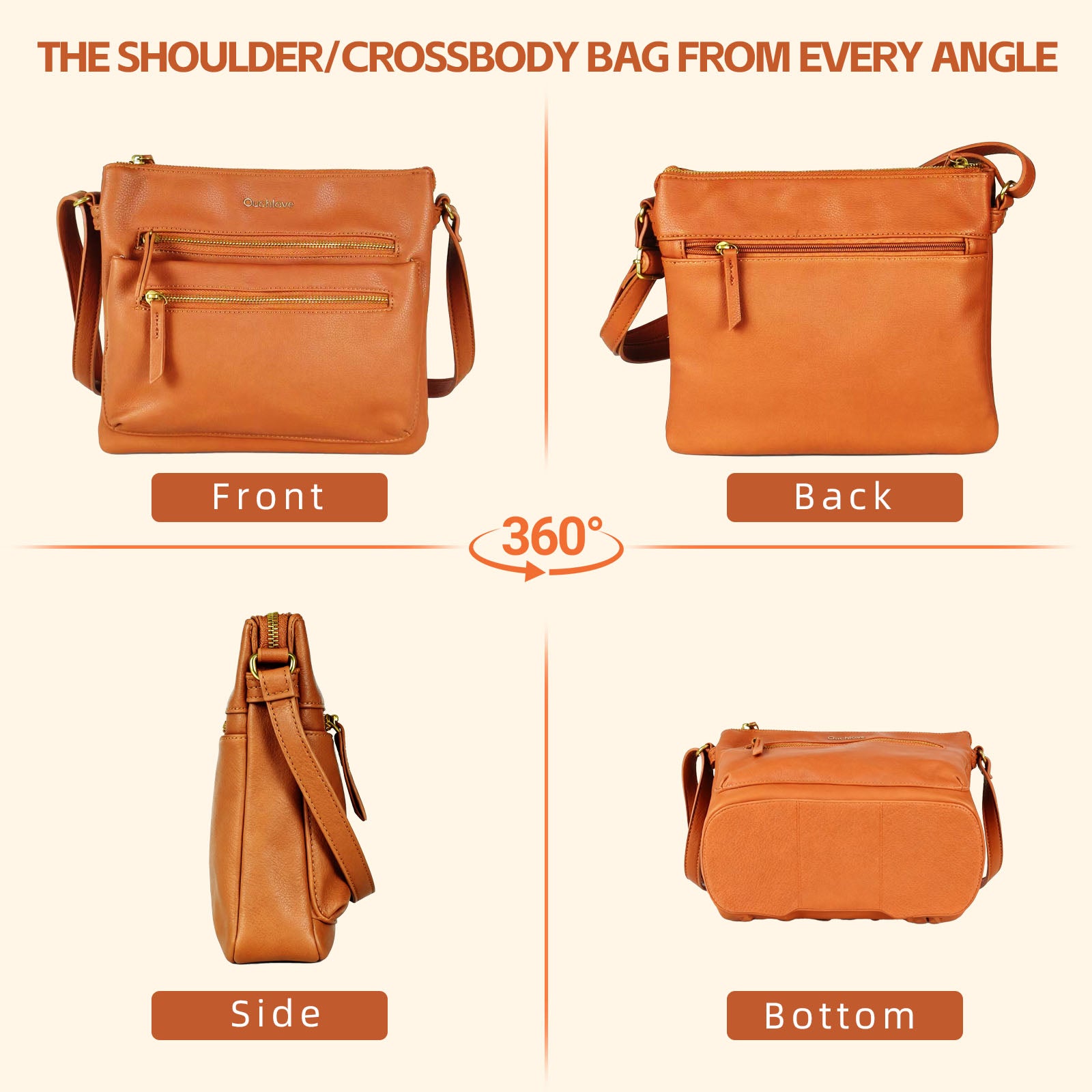 Ouchlovebag Large capacity women's functional crossbody bag