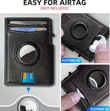Ouchlove Genuine Leather RFID-Blocking Men’s Everyday Carry Wallet | Includes AirTag Tracking Slot | Pop-Up Metal Card Holder