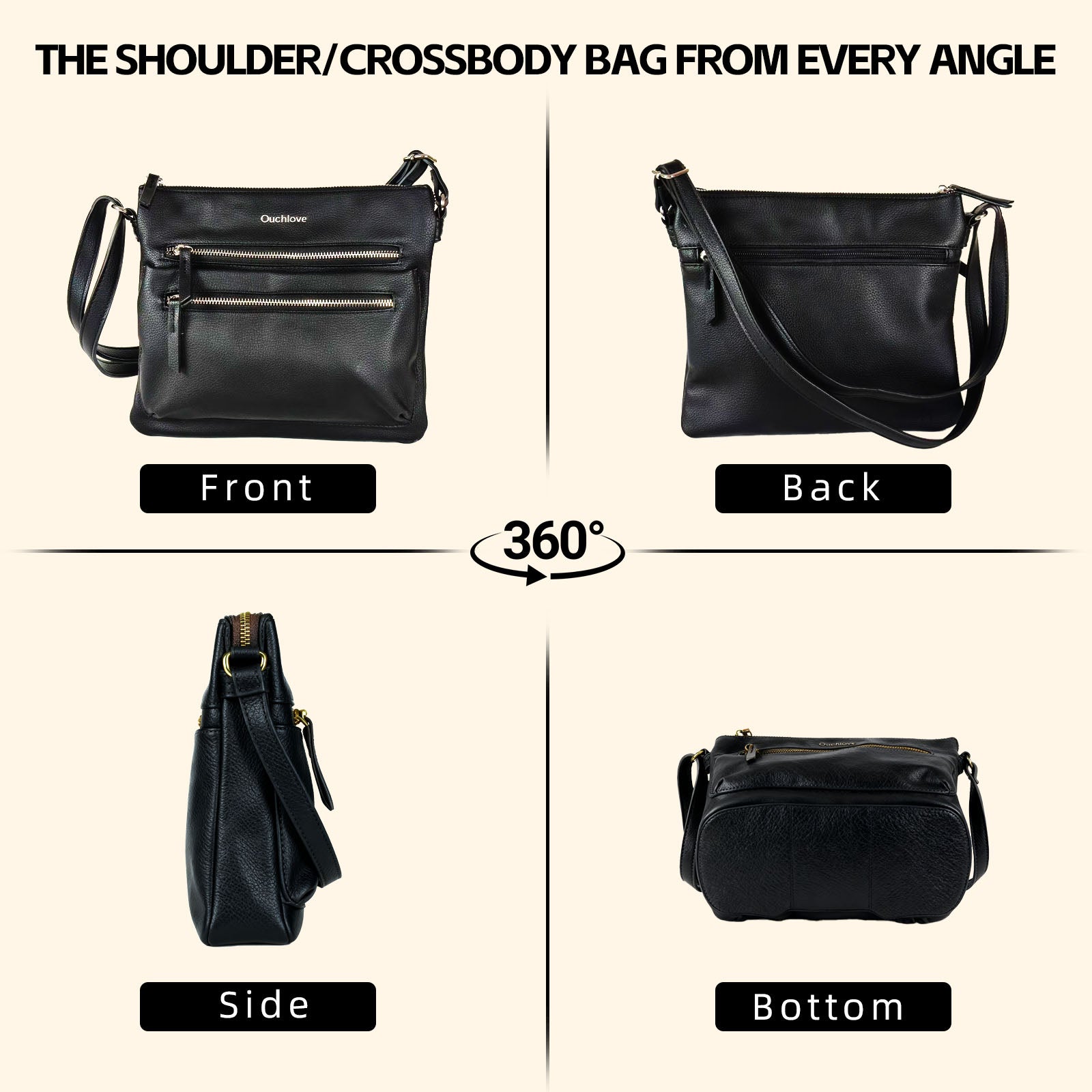 Ouchlovebag Large capacity women's functional crossbody bag