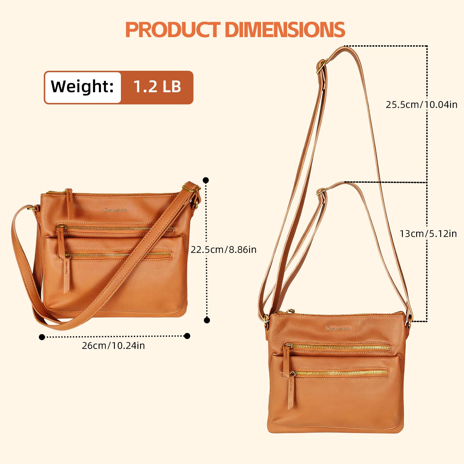 Ouchlovebag Large capacity women's functional crossbody bag